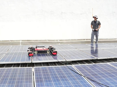 Remote Control Solar Panel Cleaning System Crawler Robot for PV Power Dust Removal Solar Farm